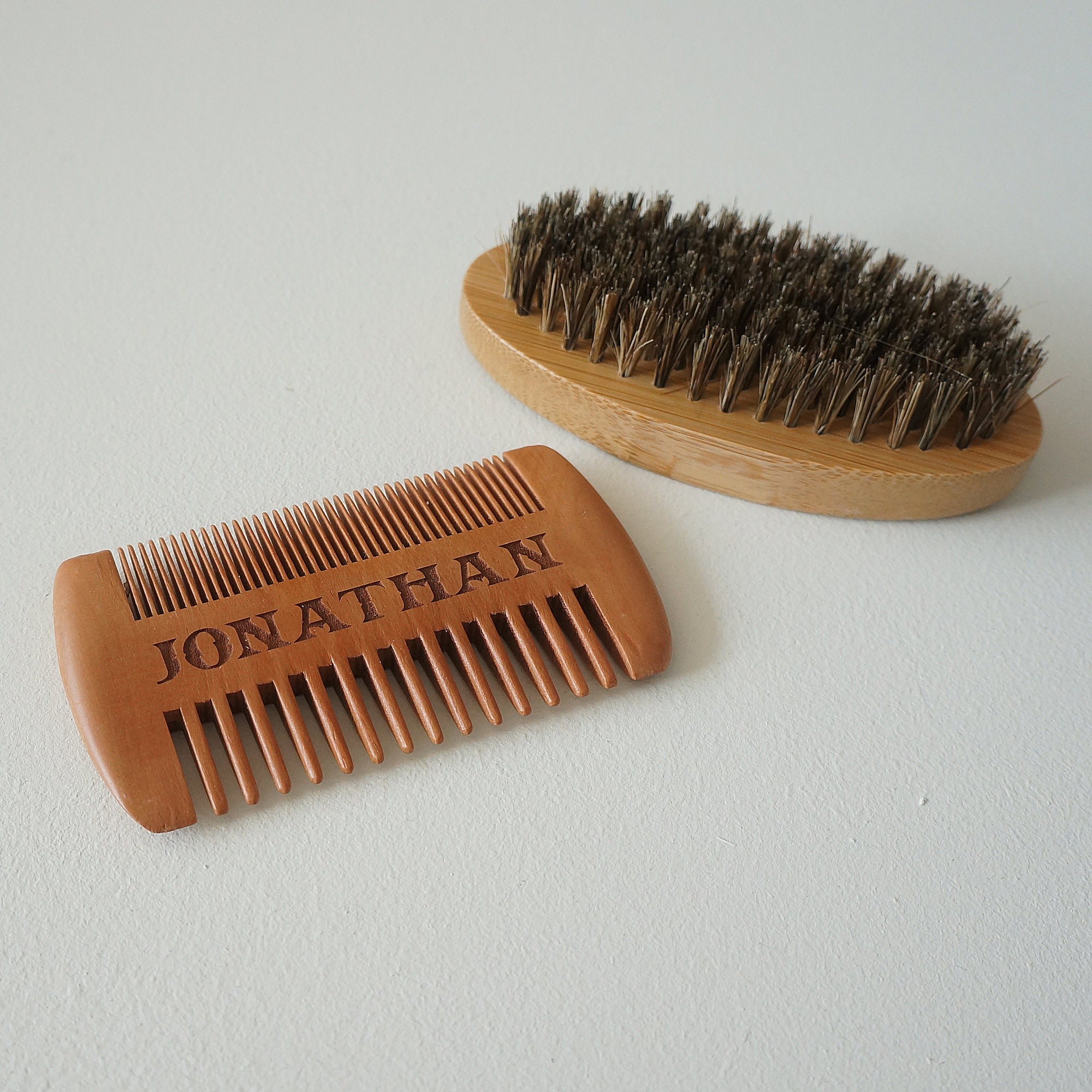 Beard and Moustache Comb Brush. Personalize Mens Grooming Kit. Etsy