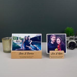 Gift for couples Custom photograph display stand. Personalised wooden photo block. Valentines anniversary photo gift L140