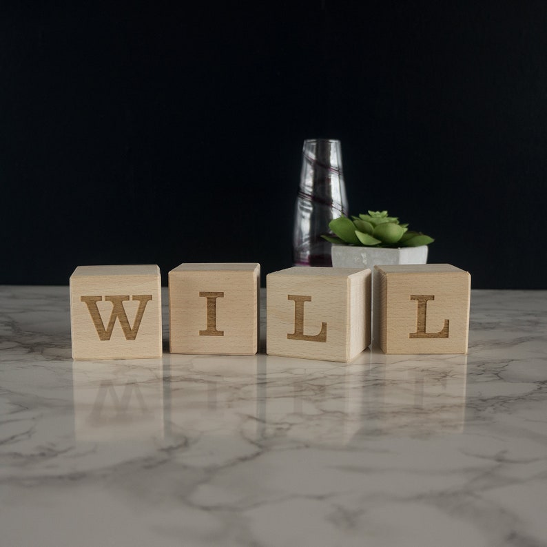 Personalised Wooden Letter Blocks. Custom Engraved Name Baby Bricks ...