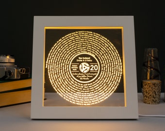 Personalized Song Lyrics LED Vinyl Record Art - 20th Birthday Gift