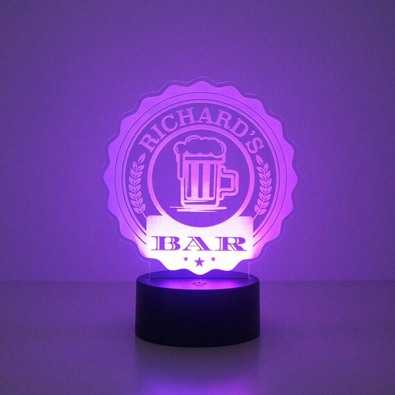 Details about   Personalised LED Bar Sign Man Cave Home Light Up Drink Pub Custom Any Name