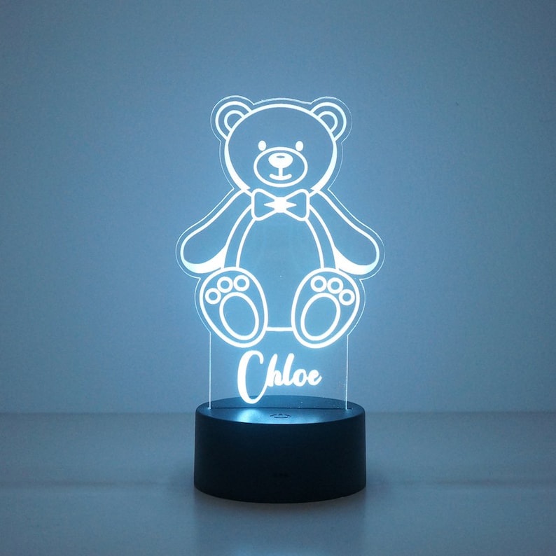 Teddy bear night light. LED lamp. Personalize nursery bear Etsy