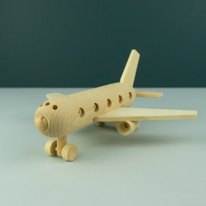 Personalised wooden toy airplane. Handcrafted wood play airline passenger plane. Nursery decoration. Child's birthday present gift  L233