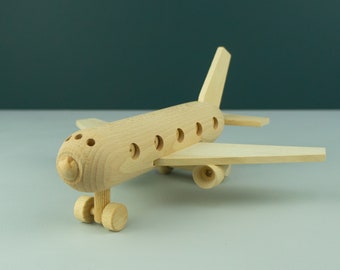 Personalised wooden toy airplane. Handcrafted wood play airline passenger plane. Nursery decoration. Child's birthday present gift  L233