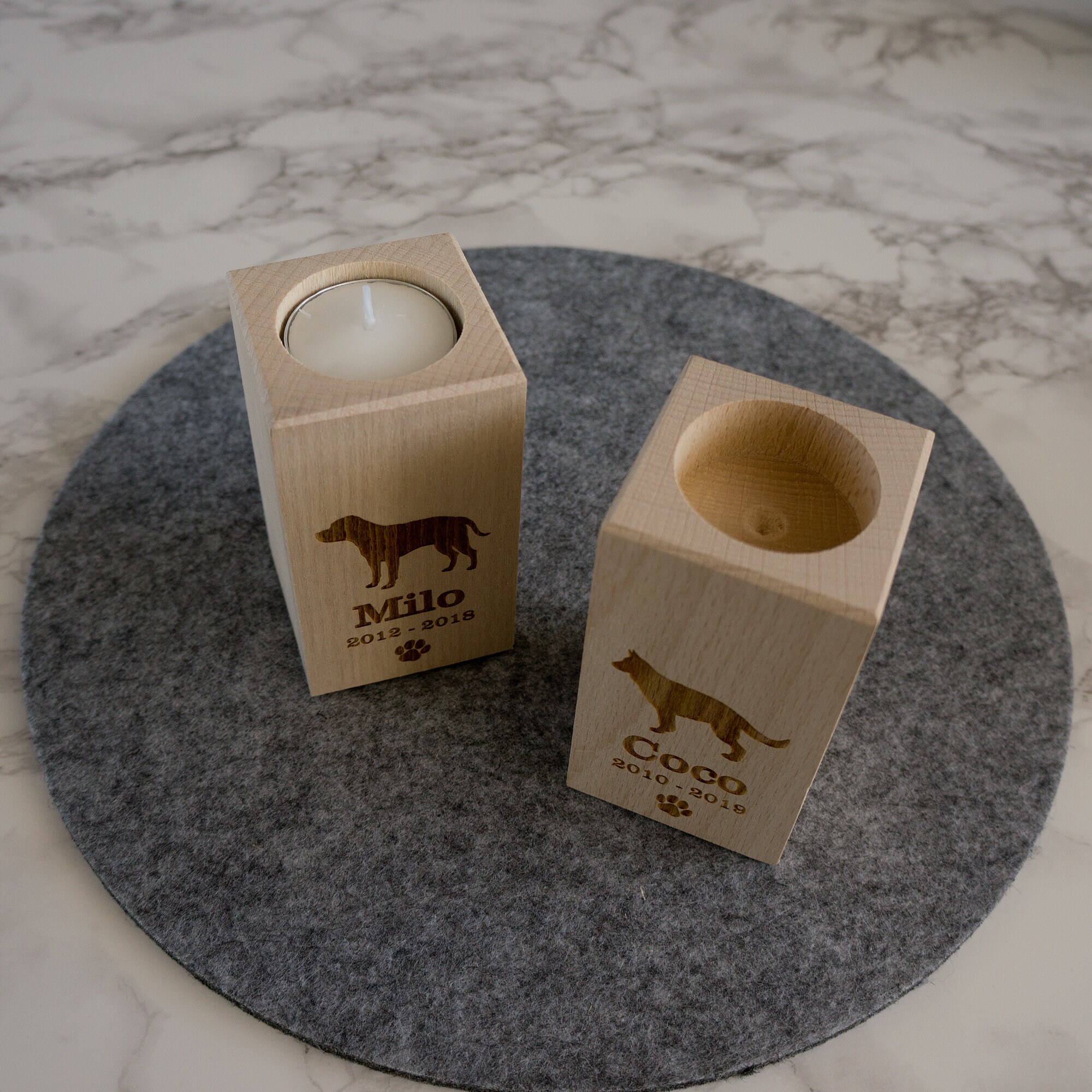 Dog Memorial Candle Holder. Personalize Wooden Tea Light Etsy UK