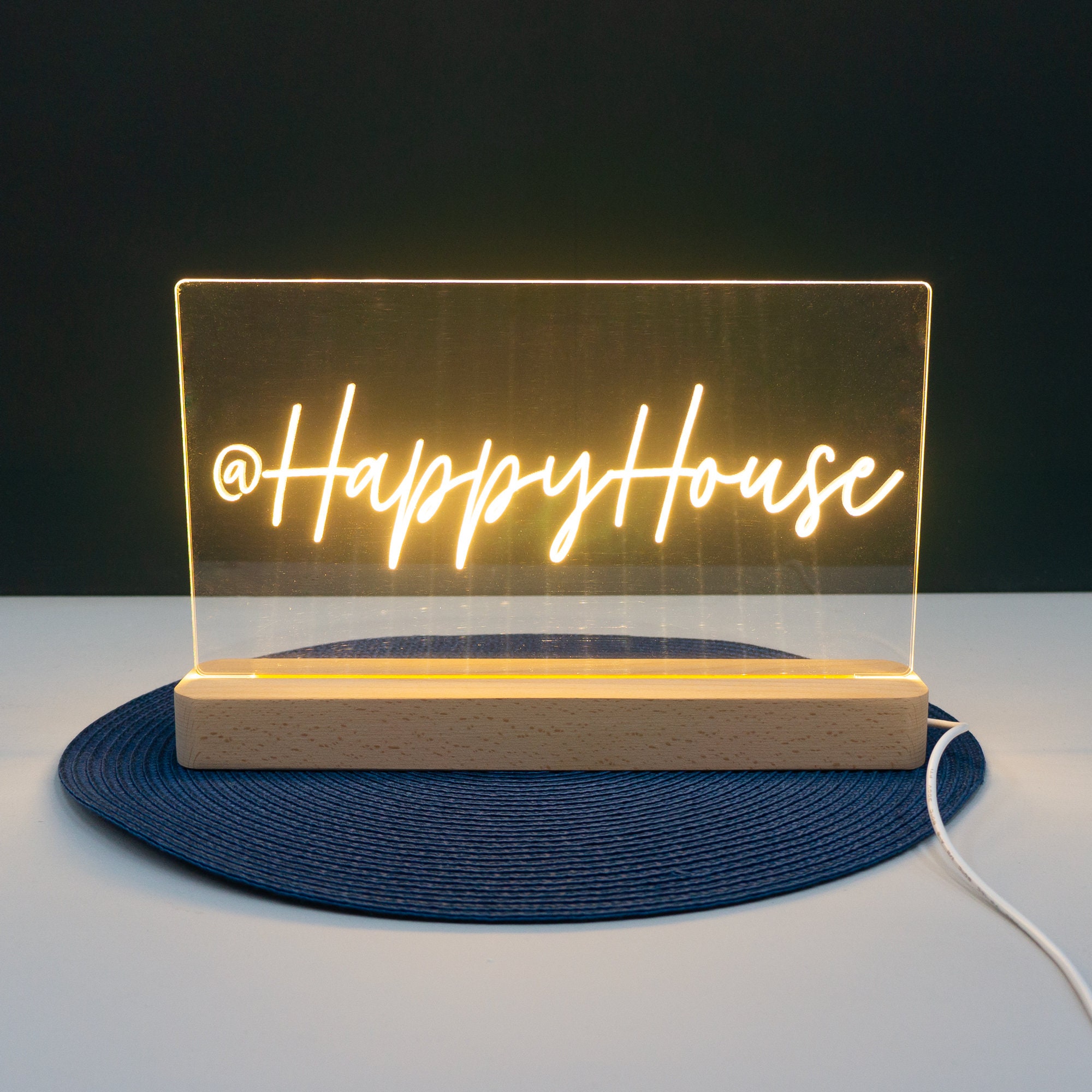 Custom Light up LED Name Sign. Personalised Text Acrylic Slide
