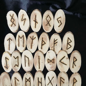 Wooden runic set, 25 pieces. Wood runes Elder Futhark