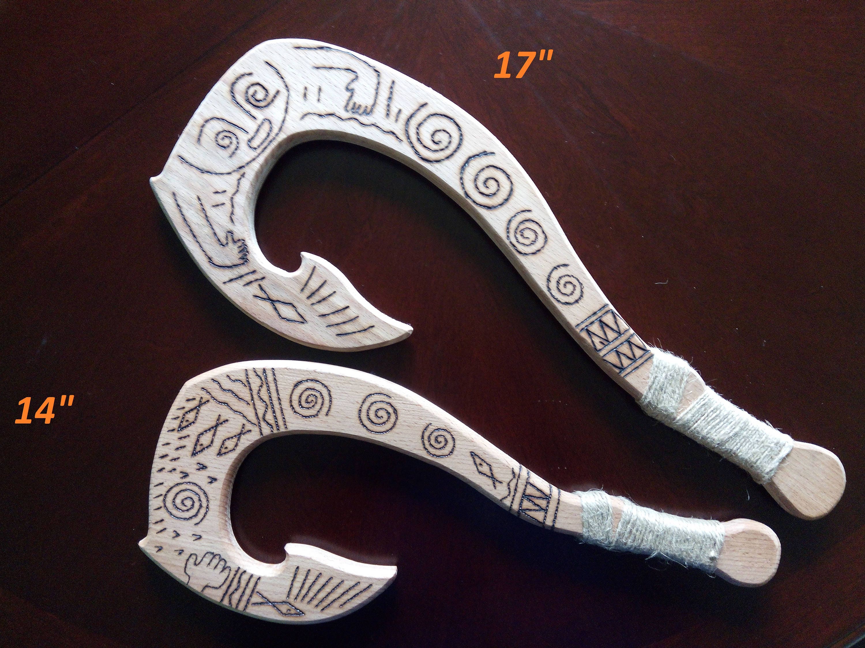 Maui Inspired Cosplay Hook 17, 14 Small wooden Hook, Moana, Maui Costume,  Maui's Fish Hook, wooden Maui hook, for kids from 3 years