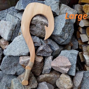 Maui Inspired Cosplay Hook 22&quot; 19.4&quot; 17&quot; 14&quot;, Large/big/small wooden Hook, unfinished hook, Maui Costume,  Maui&#39;s Fish Hook