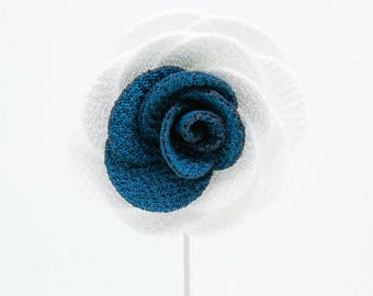 Alexandria White/Blue Flower Lapel Pin