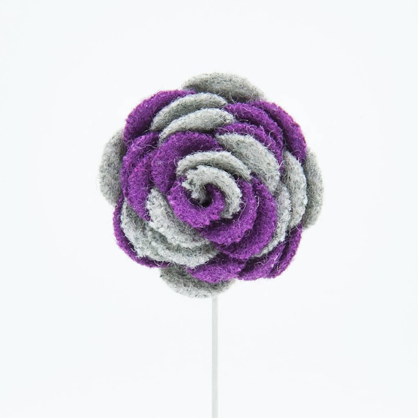 Ashley Gray/Purple Flower Lapel Pin