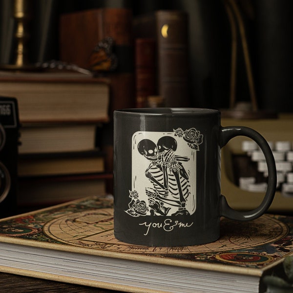 Skelett Tasse, Gothic Valentines Mug, Love till death