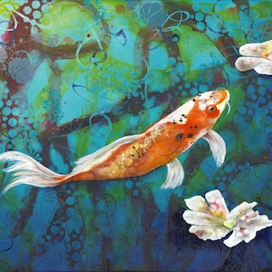 Koi fish original art print - Japanese koi pond art - Swimming carp wall art - Japanese themed decor - Zen like art -  by Michelle Gilks