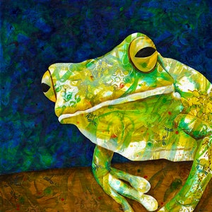 Fine-art print boomkikker - muurdecoratie kikker - kikkerprint - Being Green-kunstwerken - Australische witlipboomkikker - door Michelle Gilks