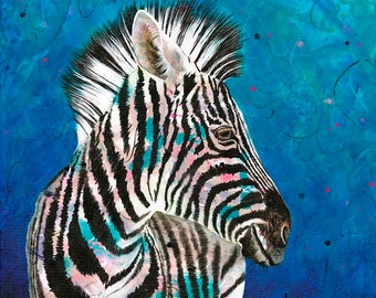Stampa artistica di zebra – Ritratto di animale africano, arredamento africano
