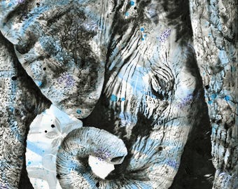 Stampa artistica di mamma e cucciolo di elefante - Decorazioni per la cameretta dei bambini d'archivio