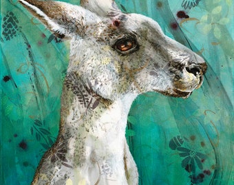 Kangaroo fine art print - Australian animal art - Kangaroo wall art - Australian native - Australiana -