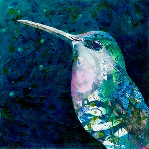 Arte de parede original de beija-flor para a sala de estar - impressão de arte de beija-flor - presente para amante de pássaros - arte moderna de parede de pássaros - por Michelle Gilks