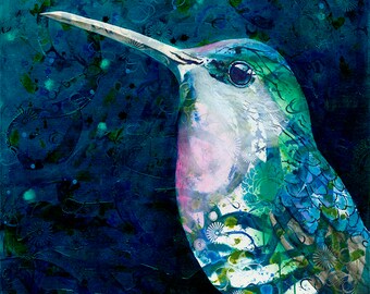 Hummingbird Art Print - Tranquil Bird Portrait