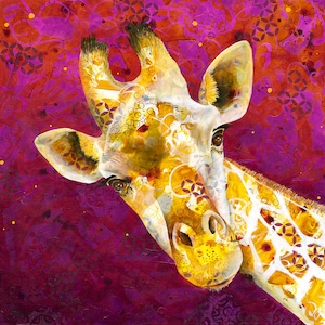 Giraffe fine art print - Giraffe portrait - African art - Safari - Animal portrait - Giraffe fine art reproduction - by Michelle Gilks