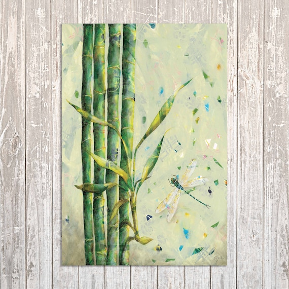 Japanisch inspiriertes Bambus- und Libellenkunstplakat - Flug der Libelle -  Etsy Schweiz
