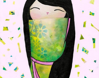 Kokeshi-popkunstprint - Michiko, Japans geïnspireerd decor