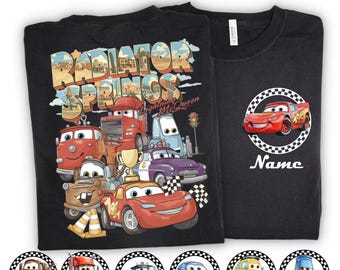 Camisetas personalizadas de Disney Pixar Cars, camiseta de Rayo McQueen, camiseta de Disney Cars, camisetas familiares de Pixar, camisetas familiares de Disney, camiseta de Tow Mater y Sally