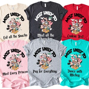Camisetas Disney Most Likely To, Camisetas Disney Family, Camisetas a juego para viajes a Disney, Camisetas personalizadas de Disneyland, Camiseta de Disneyworld imagen 3