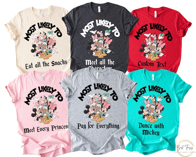 Camisetas Disney Most Likely To, Camisetas Disney Family, Camisetas a juego para viajes a Disney, Camisetas personalizadas de Disneyland, Camiseta de Disneyworld imagen 3