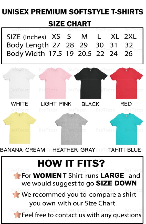 Universal T Shirt Size Chart