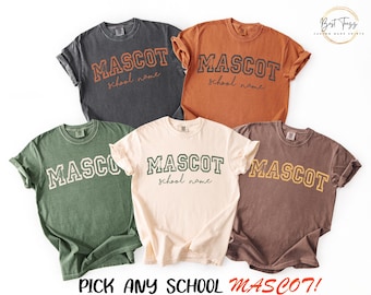 Comfort Colors Custom Mascot Shirt, Back to School Shirt, Custom Team Spirit Tee, Preppy Game Day Shirt, Team Mascot Shirt, School Logo Tee