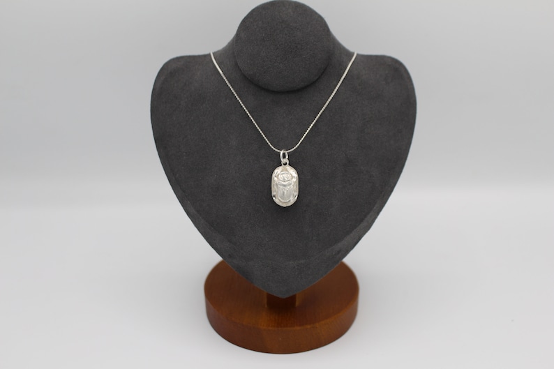 Egyptian Scarab Beetle Sterling Silver Pendant or Necklace