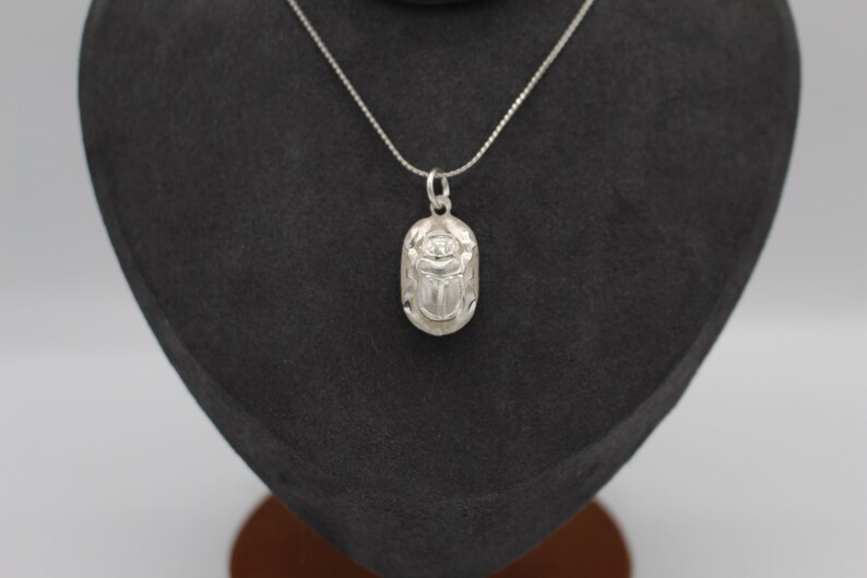 Egyptian Scarab Beetle Sterling Silver Pendant or Necklace