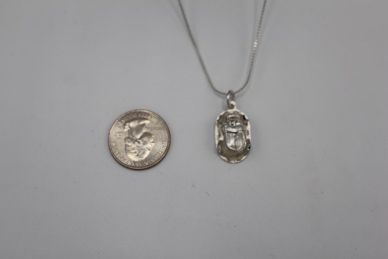 Egyptian Scarab Beetle Sterling Silver Pendant or Necklace