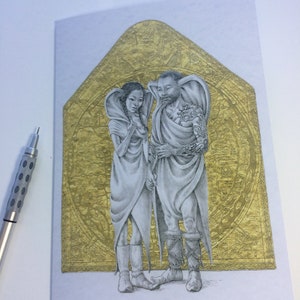 Dubbele wenskaart "Panotti". Wordt geleverd in foliekaart. Enveloppe inbegrepen.