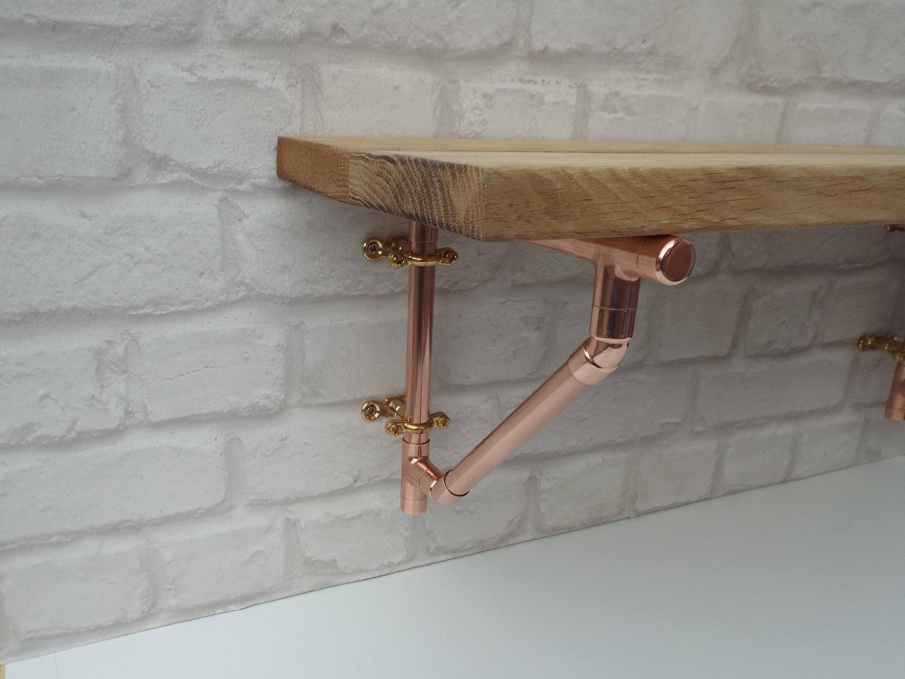 Copper Pipe Shelf Brackets Braced Style Etsy