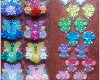 A18pcs/B16pcs Butterfly blings