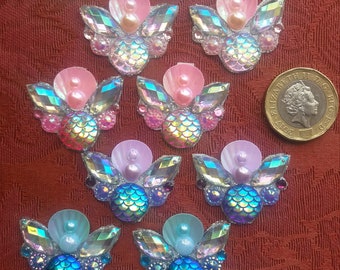 New 12 Mermaid blings Mix or 6 colours Handmade