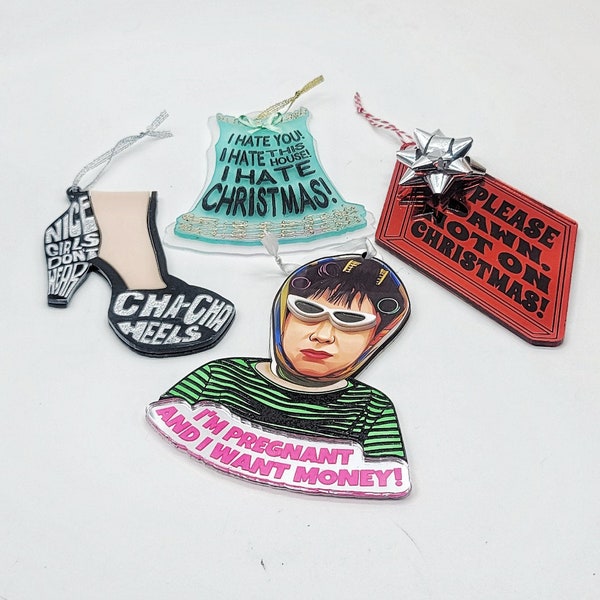 Female Trouble John Waters Handmade Ornaments, Cha Cha Heels Ornament, Dawn Davenport, Divine Ornament, I Hate Christmas, Acrylic Ornaments