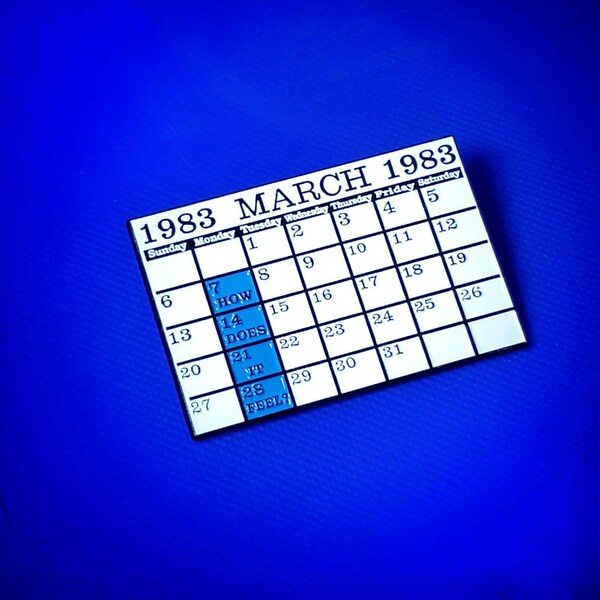 New Order Enamel Pin, Blue Monday Enamel Pin, New Wave Fashion Accessory, Power Corruption and Lies, March 1983 Calendar Pin, 1980's Pin