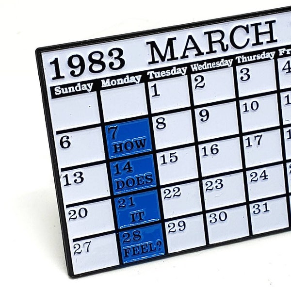 New Order Enamel Pin, Blue Monday Enamel Pin, New Wave Fashion Accessory, Power Corruption and Lies, March 1983 Calendar Pin, 1980's Pin