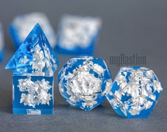 Handmade Blue Sky Cloud Dice Set, RPG DnD Polyhedral Dice