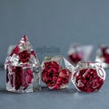 Handmade Red Rose Resin Dice Set, RPG DnD Dice