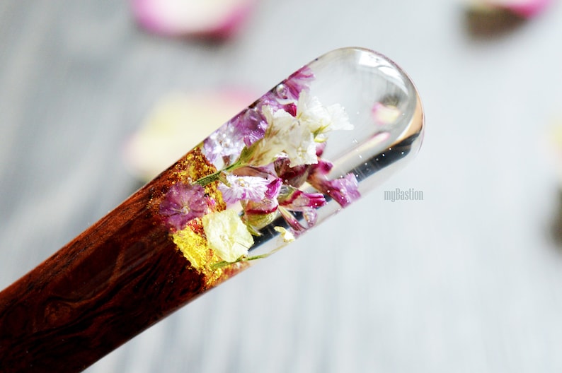 Resin wood hair stick Bun holders Haarnadel f\u00fcr langes haar Wooden hair stick Gifts for women Wooden resin Epoxy wood jewelry Hair fork