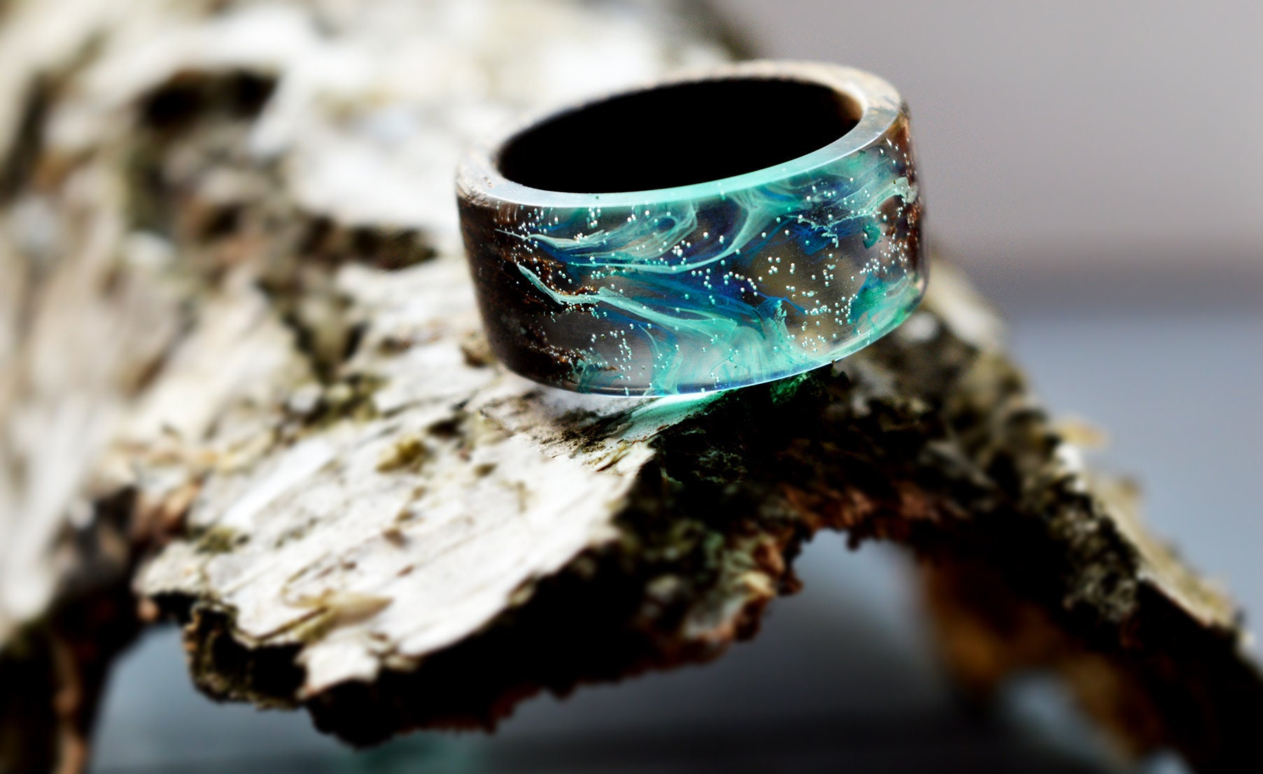 Gift for men Epoxy wood ring Resin wood ring Gift for women Etsy
