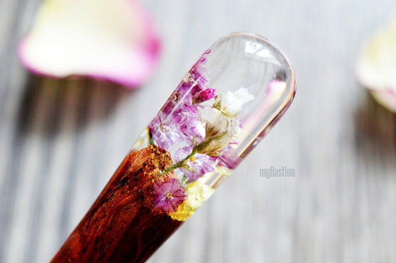 Resin wood hair stick Bun holders Haarnadel f\u00fcr langes haar Wooden hair stick Gifts for women Wooden resin Epoxy wood jewelry Hair fork