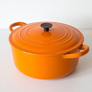 Faite Le Creuset vintage en fonte émaillée orange flamme Bon état Modèle C image 2