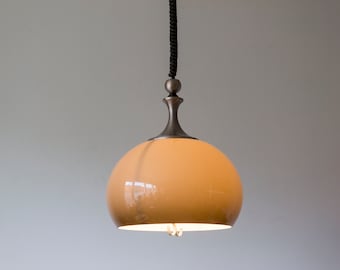 1970s Space Age Mushroom Dijkstra Holland Rise and Fall Pendant Light Brown Acrylics