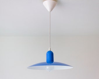 Lampada a sospensione vintage in metallo blu anni '80