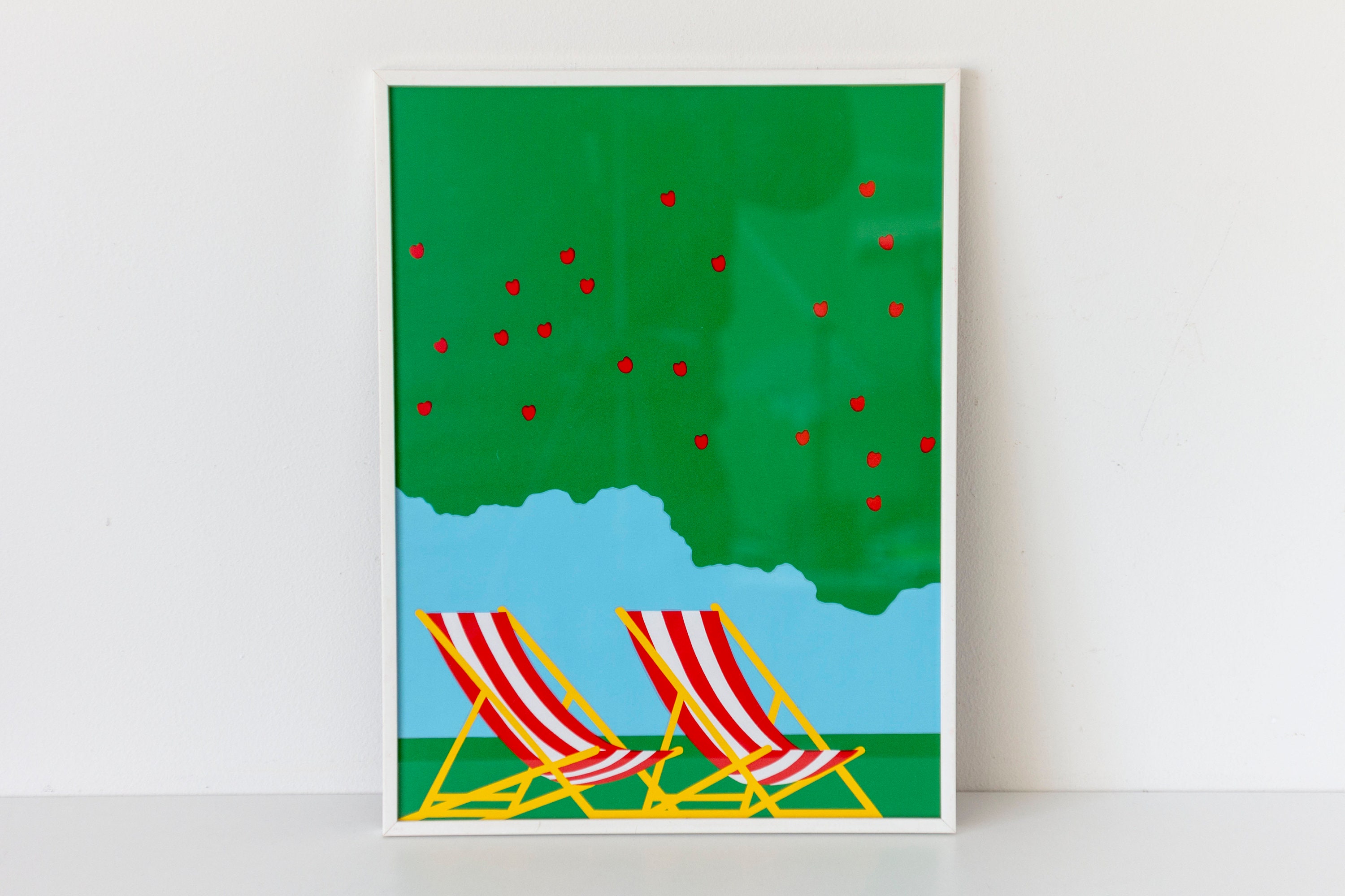 Framed Original 80s Minimal Danish Screenprint by Ole Kortzau